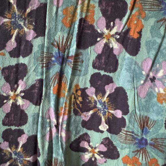 Knox Rose Floral Top Green Mock Neck Smocked Back Button Short Sleeve Sz XL - Picture 3 of 6